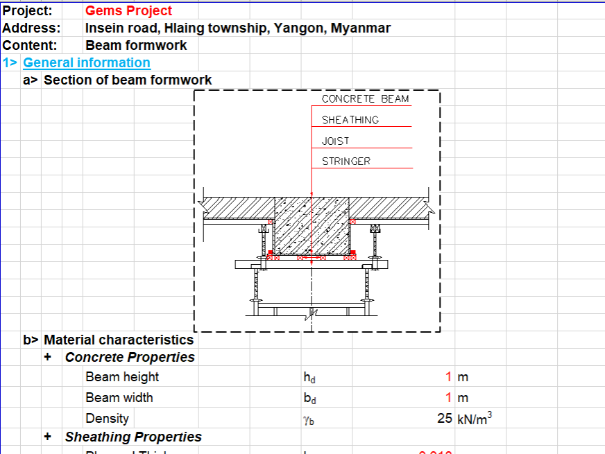Bảng tính cốp pha, giàn giáo công ty xây dựng Hòa Bình