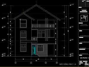 Bản vẽ thiết kế nhà chữ L kích thước 11.4×9.1m 3 tầng