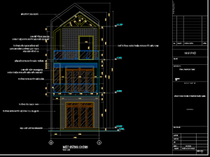 Bản vẽ thiết kế nhà phố 3 tầng kích thước 5×12.8m