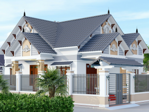 Bản vẽ thiết kế nhà mái thái 1 tầng kích thước 13.6x11m