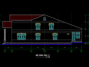 Bản vẽ thiết kế kiến trúc nhà gác lửng kích thước 5x23m
