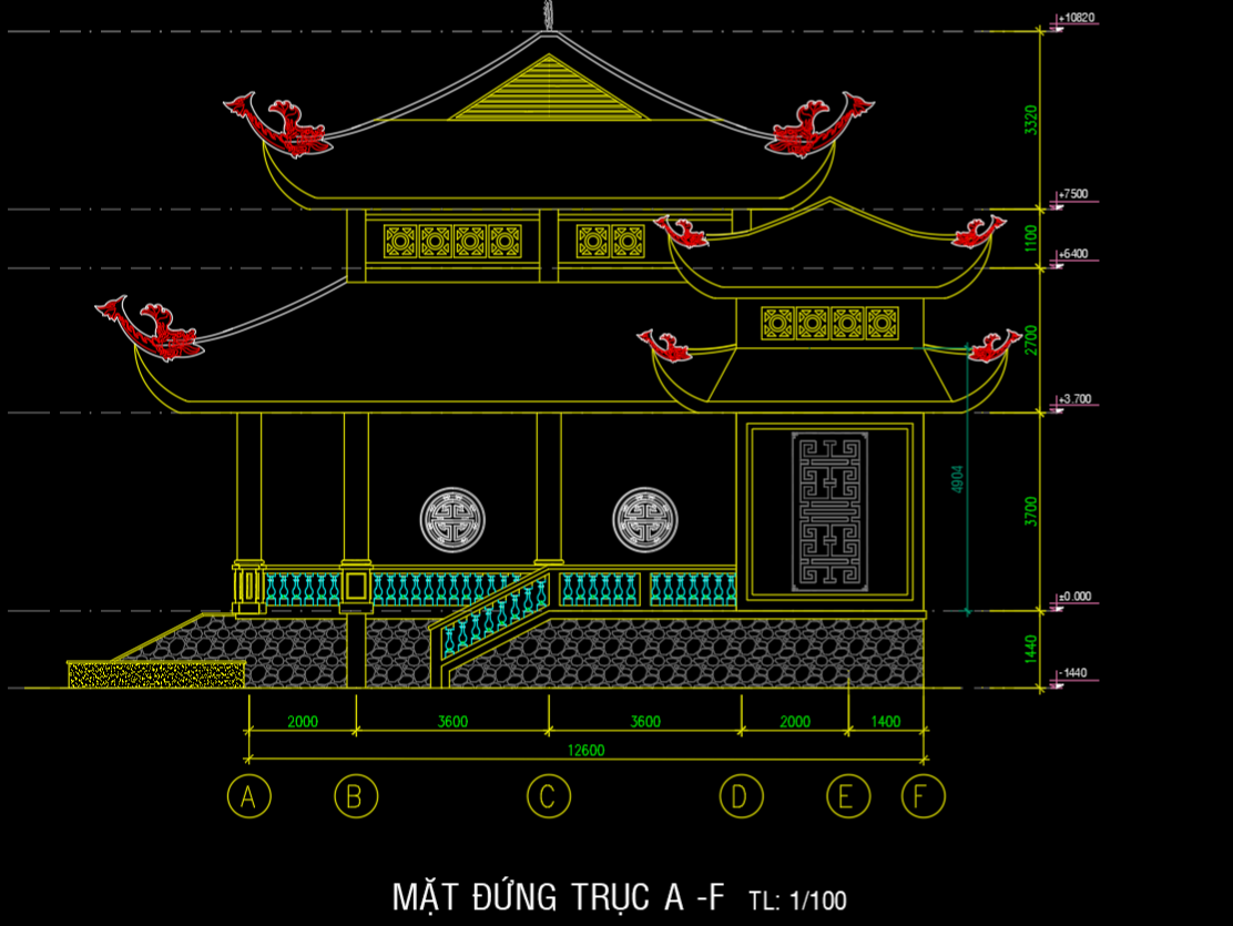 Bản vẽ thiết kế nhà thờ họ Trương Quang-Bình Dương kích thước 12.6×18.5m