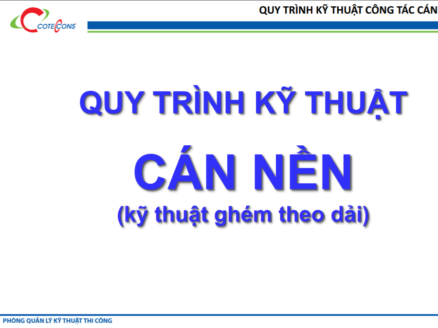 Coteccons – Quy trình kỹ thuật thi công cán nền
