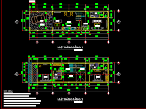 Bản vẽ kiến trúc nhà phố 2 tầng 1 tum kích thước 5x20m