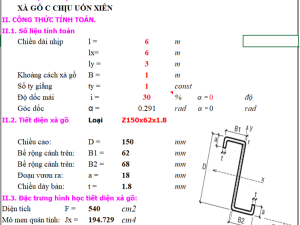 Bảng tinh kèm bảng tra xà gồ C và xà gồ Z