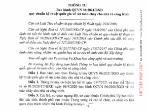 Thông tư 022021 của bộ Xây Dựng về Phòng cháy chữa cháy