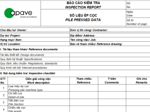 Check list nghiệm thu công ty tu vấn giám sát APAVE