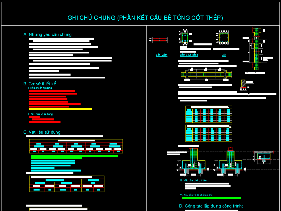Bản vẽ ghi chú chung phần kết cấu- dự án Trung Quốc