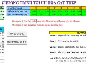 File Excel tối ưu hóa cắt thép