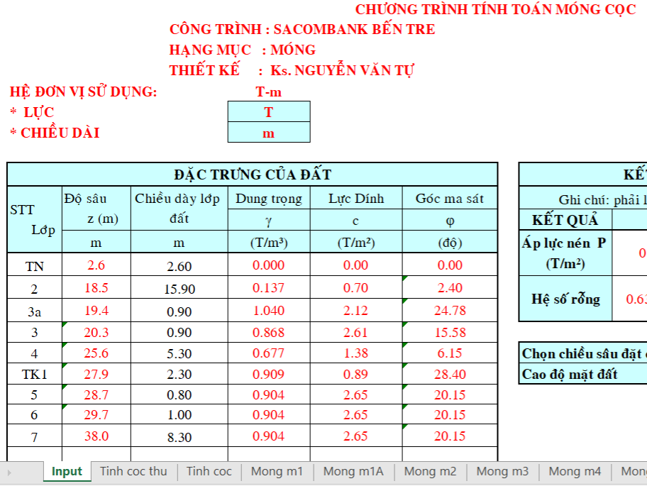 File excel tính toán cọc nhồi