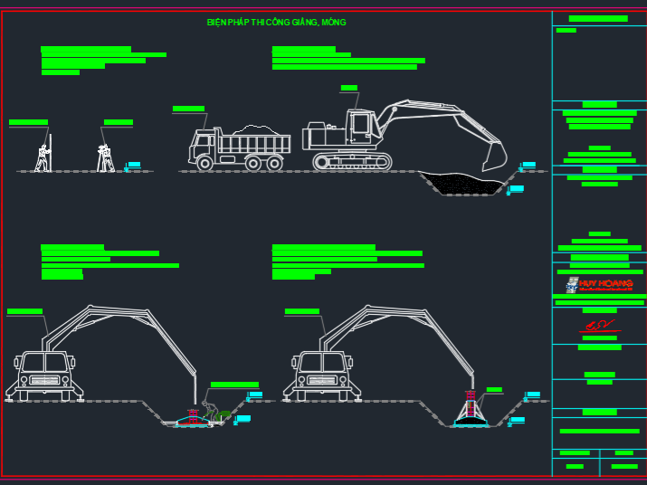 Biện Pháp Thi Công Móng, Cột, Dầm, Sàn file cad