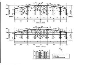 Bản vẽ kết cấu thép nhà xường kích thước 70x180m