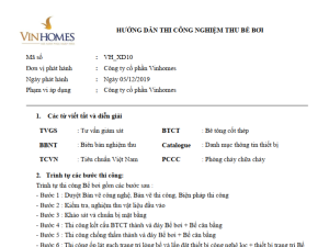 Vinhomes_Hướng dẫn thi công và nghiệm thu bể bơi
