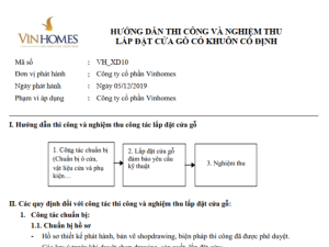 Vinhomes_Hướng dẫn thi công và nghiệm thu cửa gỗ có khung cố định