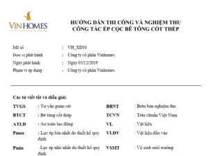 Vinhomes_Hướng dẫn thi công và nghiệm thu ép cọc bê tông cốt thép