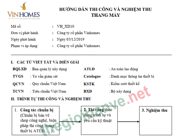 Vinhomes_Hướng dẫn thi công và nghiệm thu thang máy