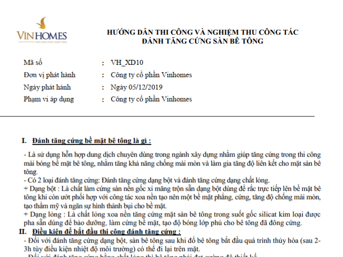 Vinhomes_Hướng dẫn thi công và nghiệm thu tăng cứng sàn bê tông