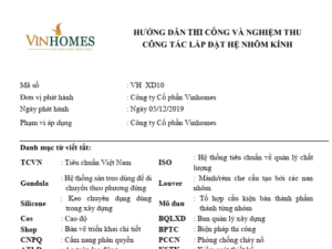 Vinhomes_Hướng dẫn thi công và nghiệm thu công tác lắp đặt hệ nhôm kính