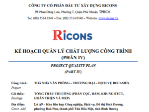 Ricons_Kế hoạc quản lý chất lượng-Kế hoạch nghiệm thu
