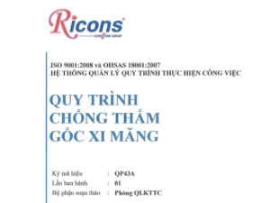 Ricons – Quy trình chống thấm gốc Xi măng