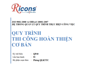 Ricons – Quy trinh thi cong hoan thien full