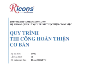 Ricons – Quy trình thi công hoàn thiện cơ bản (Quy trình tổng)