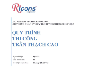 Ricons – Quy trình thi công trần thạch cao