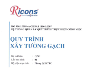 Ricons – Quy trình xây tường gạch