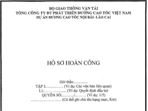 Hồ sơ bộ quy trình hướng dẫn lập hồ sơ hoàn công