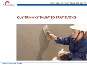 Coteccons – Quy trình kỹ thuật tô trát tường