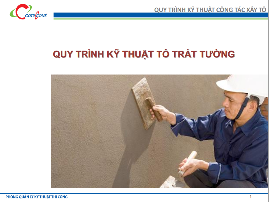 Coteccons – Quy trình kỹ thuật tô trát tường