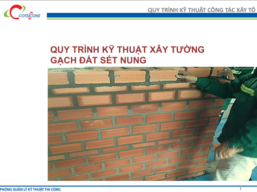 Coteccons – Quy trình kỹ thuật xây gạch đất sét nung
