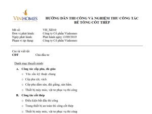 Vinhomes_Quy trình thi công và nghiệm thu bê tông cốt thép