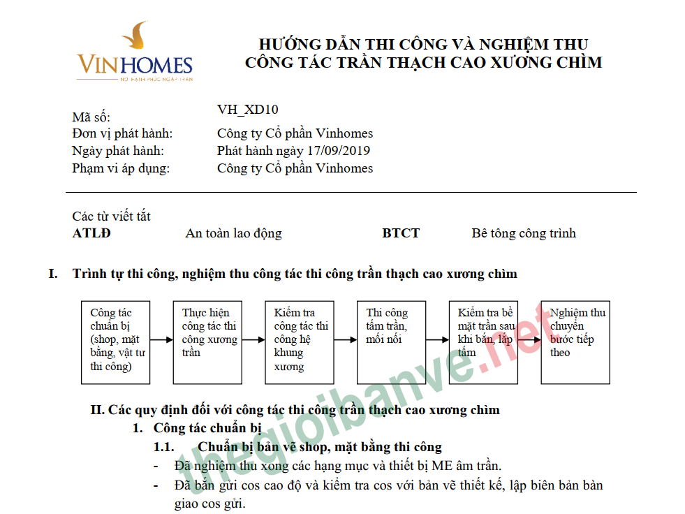 Vinhomes_Hướng dẫn thi công và nghiệm thu trận thạch cao khung xương chìm