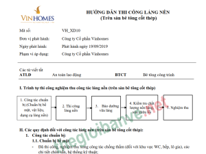 Vinhomes_Hướng dẫn thi công và nghiệm thu láng nền trên sàn bê tông cốt thép