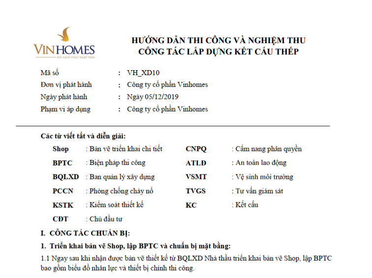Vinhomes_Hướng dẫn thi công và nghiệm kết cấu thép