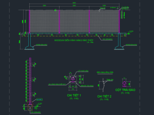 Bản vẽ thiết hế hàng rào lưới thép