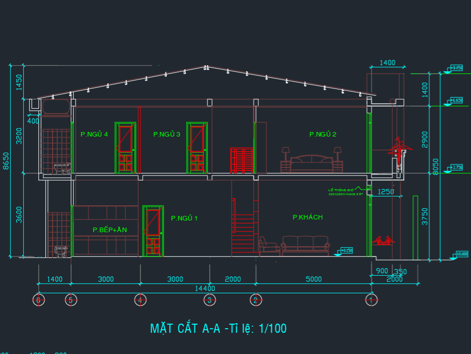 Bản vẽ thiết kế nhà phố mấu số 1