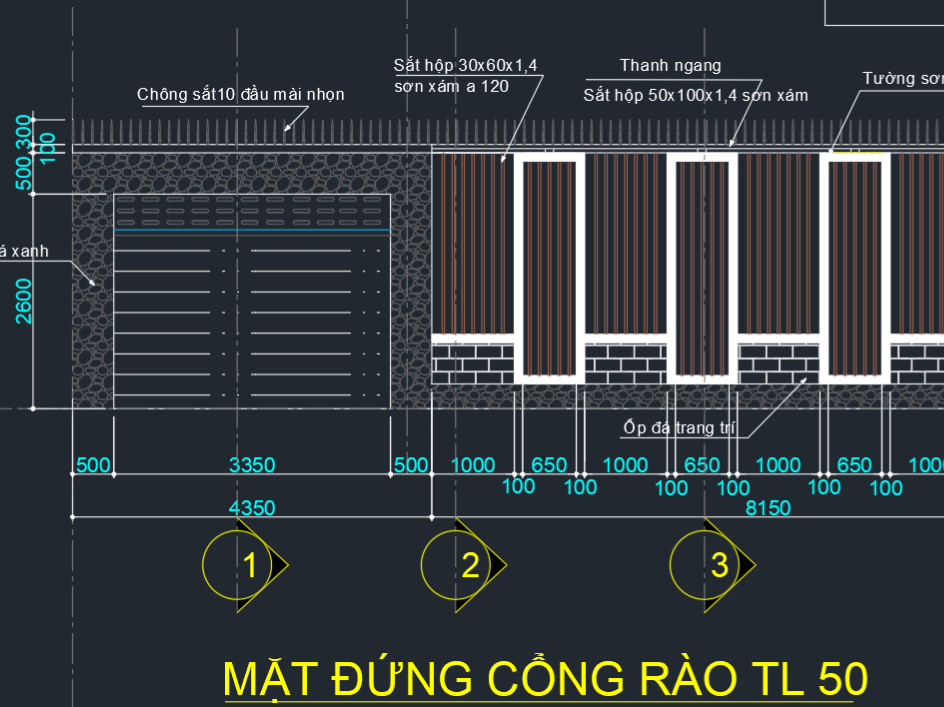 Bản vẽ kiến trúc tường rào