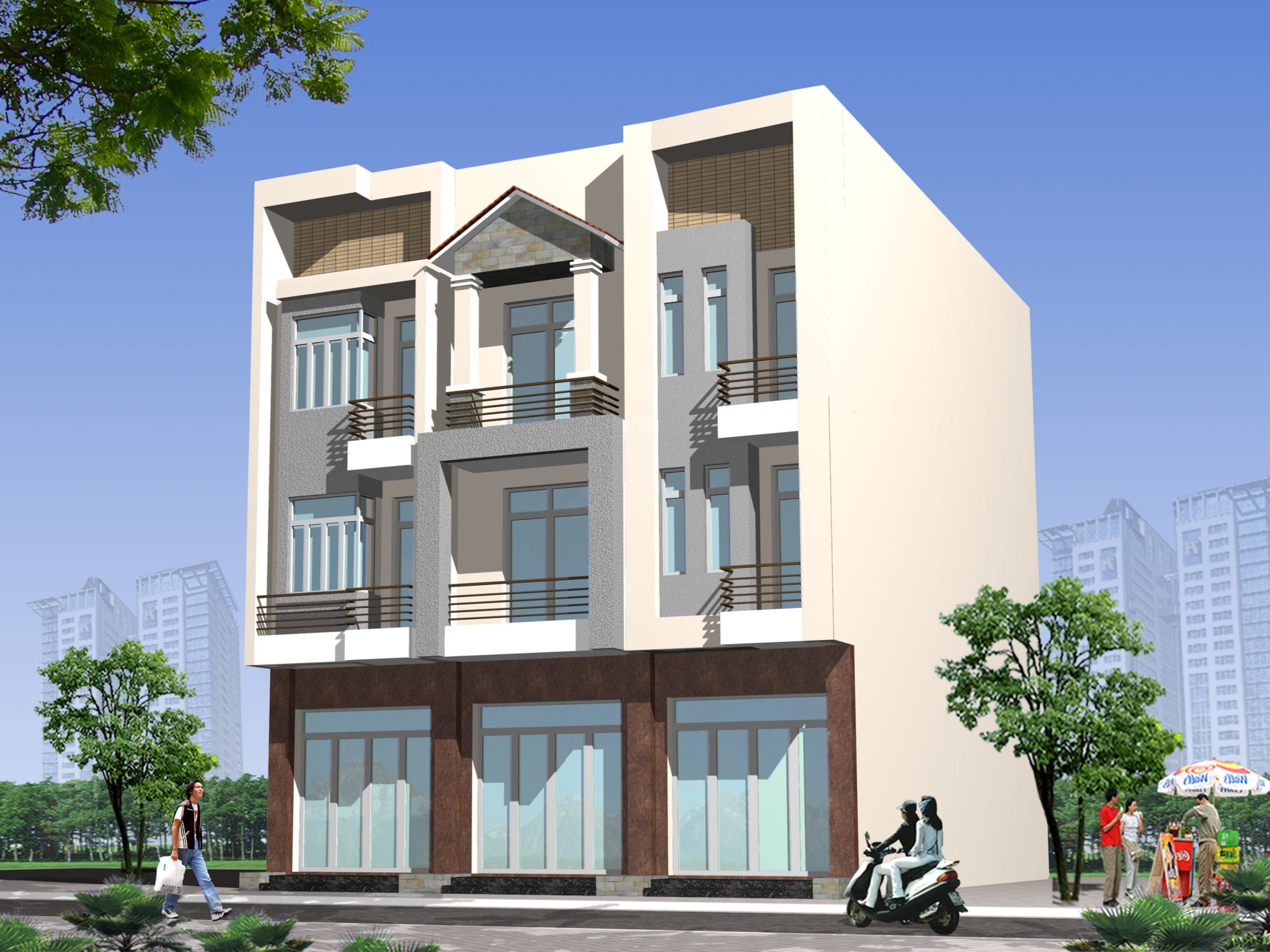 Bản vẽ thiết kế 3 căn nhà liền kề