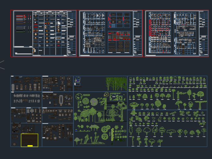 File cad block dyamic nội thất(cây+tủ +dường ghế)