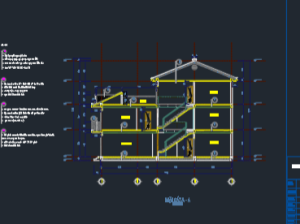 Bản vẽ kiến trúc nhà phố 3 tầng (3.7 x 16m) (mặt đứng,mặt bằng,mặt cắt)
