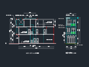 Bản vẽ kiến trúc nhà phố 3 tầng ( 4.2 x 15m) (kiến trúc,kết cấu)