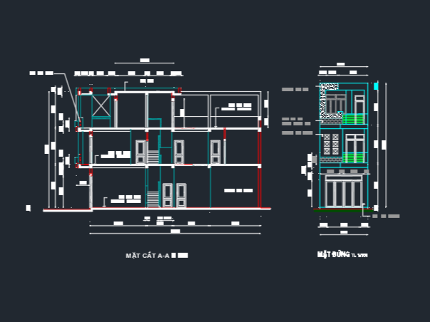 Bản vẽ kiến trúc nhà phố 3 tầng ( 4.2 x 15m) (kiến trúc,kết cấu)