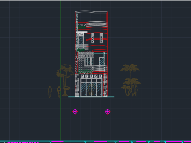 Bản vẽ kiến trúc nhà phố 4 tầng (4.2 x 25m)