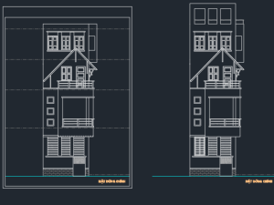 Bản vẽ kiến trúc nhà phố 5 tầng (4.5 x 11m) (mặt đứng,mắt cắt,mặt bằng)