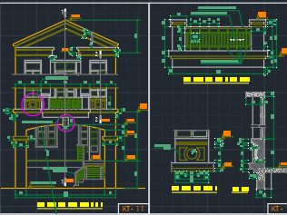 Bản vẽ kiến trúc nhà dân dung 2 tầng (4.5 x 14m) (kiến trúc,mặt bằng,mặt đứng)