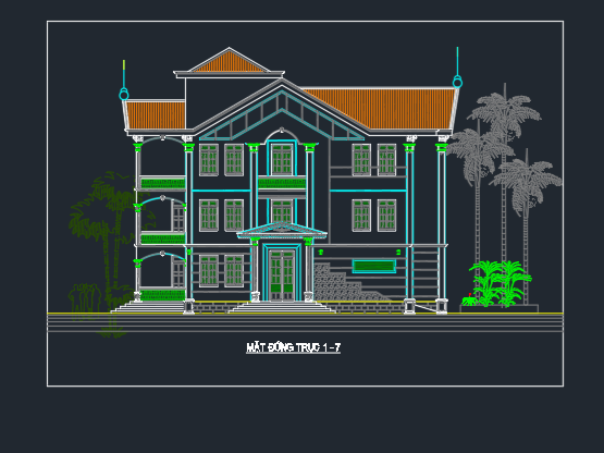 Bản vẽ kiến trúc nhà phố 3 tầng (16.4 x 19.3)