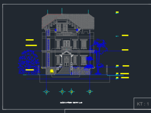 Bản vẽ kiến trúc biệt thự 2 tầng (9.7 x 20m)
