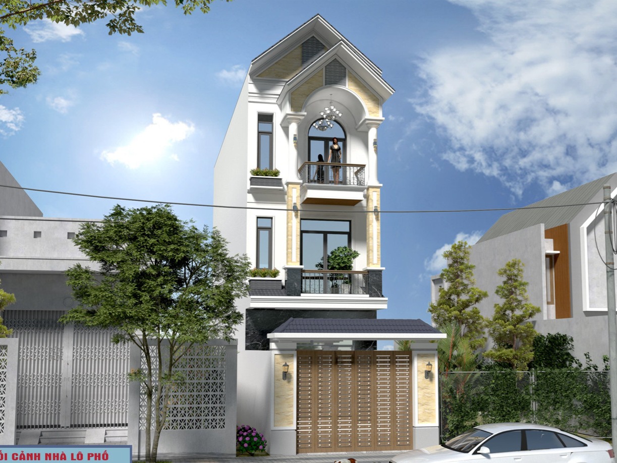 Bản vẽ nhà phố 3 tầng 4x17m full kiến trúc kết cấu phối cảnh